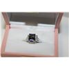 Image 1 : LADIES 14 KT. WHITE GOLD NATURAL TANZANITE & DIAMOND DRESS RING.  SET WITH 6 ROUND