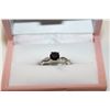 Image 1 : LADIES 14 KT. WHITE GOLD BLACK AND NEAR COLOURLESS DIAMOND DRESS RING.  SET WITH 18