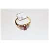 Image 4 : LADIES 18KT YELLOW GOLD NATURAL RUBY & DIAMOND SET DRESS  RING WITH 20 TAPERED BAQUETTE DIAMONDS