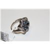 Image 2 : LADIES 925 STERLING SILVER NATURAL BLUE SAPPHIRE & DIAMOND SET DRESS RING SET WITH 6 OVAL