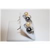 Image 2 : PAIR OF 14KT. WHITE GOLD BLACK, GOLD AND WHITE CULTURED PEARL & DIAMOND SET EARRINGS.