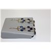 Image 2 : PAIR OF 14 YELLOW GOLD DANGLING NATURAL BLUE SAPPHIRE EARRINGS BEZEL SET WITH 9 OVAL