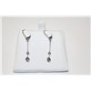 Image 1 : PAIR OF 14 KT. WHITE GOLD DANGLING DIAMOND SET EARRINGS BEZEL SET WITH 2 ROUND BRILLIANT