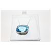 Image 1 : 14 KT. WHITE GOLD NATURAL BLUE TOPAZ PENDANT BEZEL SET WITH 1 CUSHION CUT NATURAL BLUE TOPAZ