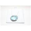 Image 1 : 147 KT. WHITE GOLD OVAL SHAPED NATURAL PALE BLUE AQUAMARINE PENDANT BEZEL SET WITH 1 OVAL SHAPED