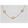 Image 2 : 14 KT. YELLOW GOLD STATION STYLE CHOKER LENGTH NECKLACE BEZEL SET WITH 11 OVAL CABOCHON CUT OPALS