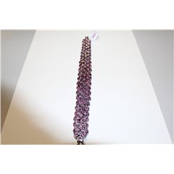 925 STERLING SILVER RHODIUM FINISH BRACELET SET WITH 298 MARQUISE SHAPED PURPLE SAPPHIRES, (RUBIES)