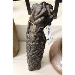 MAKONDE EBONY "TREE OF LIFE" CARVING 40" HIGH. CARVED DIRECTLY FROM THE EBONY WOOD TREE IN