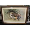 Image 1 : DAVID SHEPHERD, "TIGER FIRE" LIMITED EDITION PRINT #7/850 SIGNED LOWER RIGHT 39" W X 23" H INCLUDES