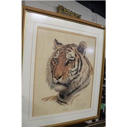 GUY COHELEACH,  SIBERIAN TIGER  FRAMED PRINT WITH PERSONAL INSCRIPTION ON FRONT   TO ERIC AND VIVA,