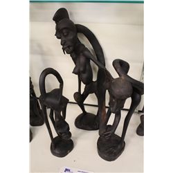 LOT OF 3 MAKONDE (TANZANIA) CARVED EBONY SCULPTURES APPROX 18  HIGH