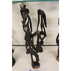 LOT OF 3 MAKONDE (TANZANIA) CARVED EBONY SCULPTURES APPROX 18  HIGH