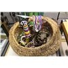 Image 1 : BASKET CONTAINING DOZENS OF RATTAN AND BEADED BRACELETS