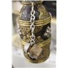 Image 5 : ANTIQUE TIBETAN PARTLY SILVER AND BRASS INLAID BEER JUG WITH TOP 6 1/2" HIGH