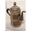 Image 2 : ANTIQUE TIBETAN COPPER AND METAL INLAID YAKBUTTER TEA POT 7 1/2" HIGH