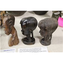 3 IRON WOOD TREE  (ZIMBABWE) BUSTS 7" TALL