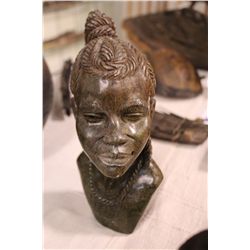 AFRICAN VERDITE CARVED BUST 10  TALL