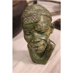 AFRICAN VERDITE CARVED BUST 8  TALL