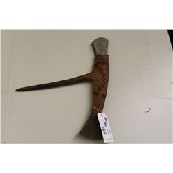 PAPAU NEW GUINEA STONE AXE WITH WOVEN SHAFT 20  LONG AND 23  WIDE