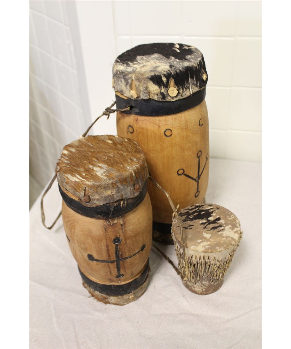 3 ANIMAL SKIN DRUMS
