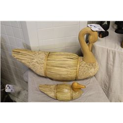 PAIR OF STRAW SWANS