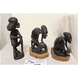 LOT OF 3 MAKONDE (TANZANIA) EBONY CARVINGS