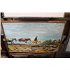 Image 1 : ALFRED EDSTROM  "COWBOY " OIL ON WOOD, 39" W X 24" H SIGNED LOWER RIGHT