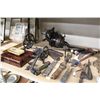 Image 2 : SHELF LOT OF ASSORTED ANTIQUE TOOLS, PULLEYS AND MORE!