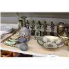 Image 3 : SHELF LOT OF BRASS TEA POTS, INDIAN DANCERS, VASE AND MORE!