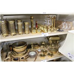 SHELF LOT OF BRASS FIXTURES