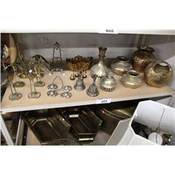 SHELF LOT OF BRASS FIXTURES