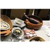 Image 2 : COLLECTION OF WOODEN CARVINGS, STONE AND VERDITE ASHTRAYS AND SERVING BOWLS