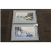 Image 1 : PAIR OF KIFF HOLLAND FRAMED PRINTS- "BOATS IN HARBOUR" 18" W X 10 H