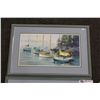 Image 3 : PAIR OF KIFF HOLLAND FRAMED PRINTS- "BOATS IN HARBOUR" 18" W X 10 H