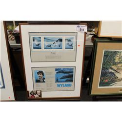 ROBERT WYLAND FRAMED BIO WITH ORIGINAL DEDICATION- "FOR MY FRIEND BURT". SIGNED LOWER RIGHT