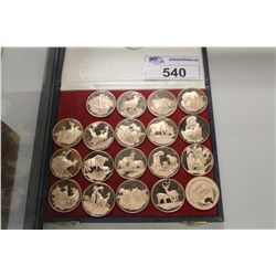 EAST AFRICAN WILD LIFE SOCIETY COLLECTABLE COIN SET FEATURING 19 DIFFERENT 2 OZ. BRONZE MEDALS