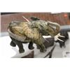 Image 2 : SOAPSTONE ELEPHANT WITH IVORY TUSKS, 8" LONG AND 6" HIGH