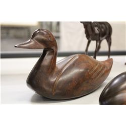 HAND CARVED WOODEN DUCK 9  LONG AND WHALE 11  LONG