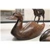 Image 1 : HAND CARVED WOODEN DUCK 9" LONG AND WHALE 11" LONG