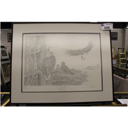 LEE PARKS  FEEDING TIME  BALD EAGLE LIMITED EDITION PRINT 22  X 15  SIGNED LOWER RIGHT