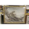 Image 1 : JAPANESE PLUCKED VELVET, WITH 2 MONKEYS HAVE VELVET FUR 35" X 27"