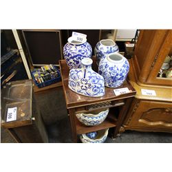 COLLECTION OF BLUE AND WHITE CERAMIC POTS AND VASES