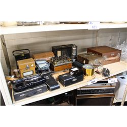 SHELF LOT OF ASSORTED VINTAGE METERING EQUIPMENT