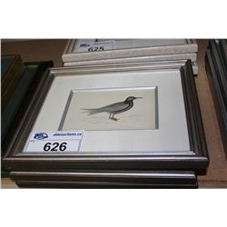 LOT OF 4 NICELY FRAMED BIRD PRINTS WITH LINEN MATTING 7" X 4 1/2"