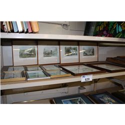 SHELF LOT OF ASSORTED FRAMED PRINTS