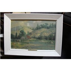 BOX LOT CONTAINING ASSORTED FRAMED PRINTS AND ORIGINAL ARTWORK