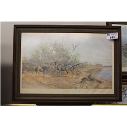 DAVID SHEPHERD  GREATER KUDU  FRAMED PRINT, SIGNED LOWER RIGHT 30  X 17 