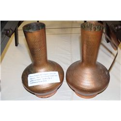 PAIR OF HAND BEATEN COPPER CASES 16" HIGH