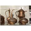 Image 2 : LARGE COLLECTION OF INDIAN COPPER VASES, SERVING DISHES, PLATTERS, TEAPOTS AND MORE!