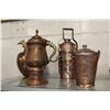 Image 3 : LARGE COLLECTION OF INDIAN COPPER VASES, SERVING DISHES, PLATTERS, TEAPOTS AND MORE!